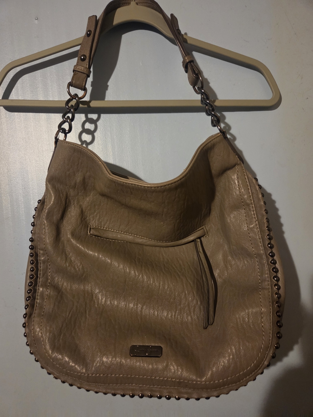 LC Lauren Conrad Gray Shoulder Bag with Studded Trim